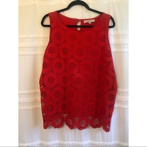 LOFT Blood Orange Lace Sunflower Blouse